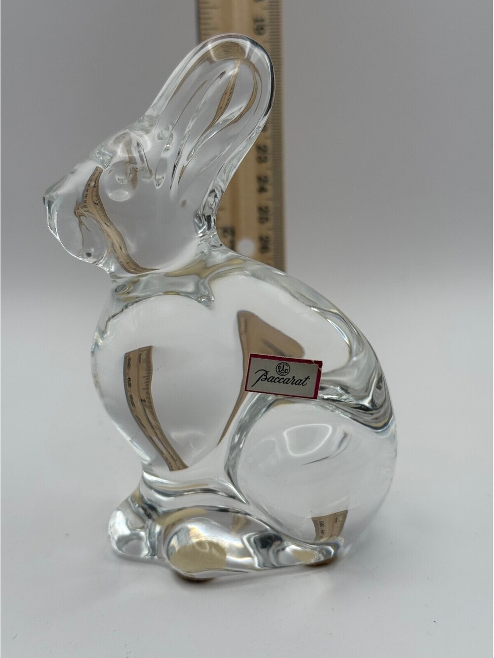 Baccarat Crystal Rabbit Bunny Figurine Clear Glass Paperweight w/ Original Label